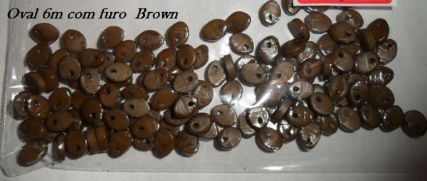 6mm Ossinho com furo  Brown- Cada